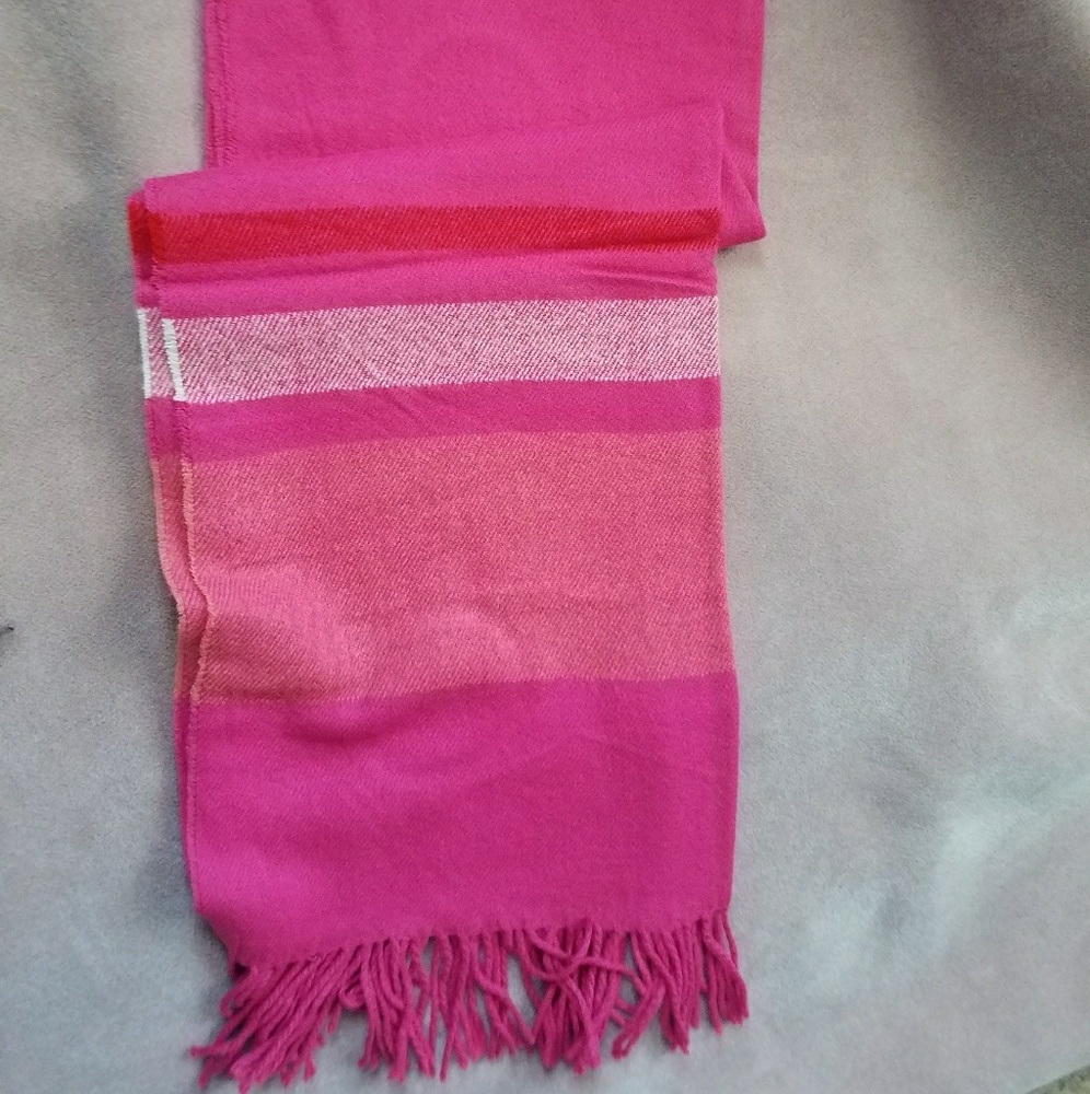 Oversized soft pink striped scarf